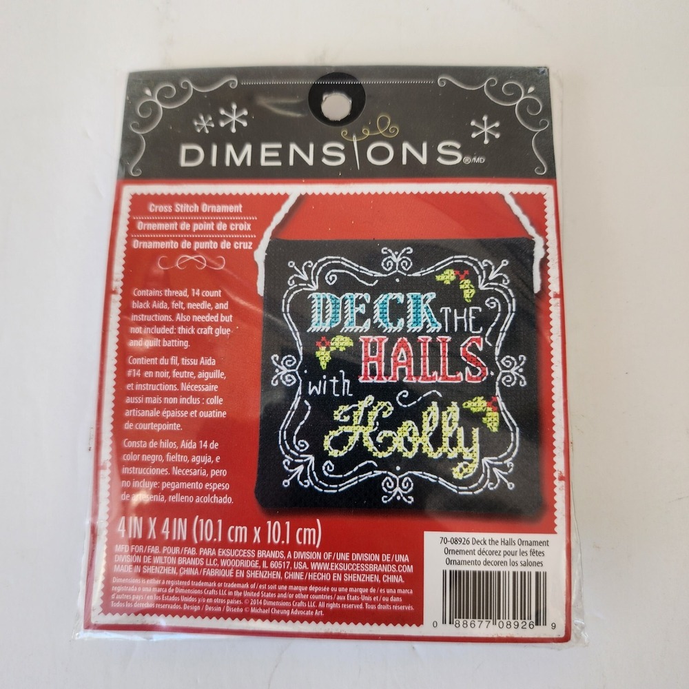 Dimensions Deck‎ the Halls Counted Cross Stitch 4x4 Christmas Ornament